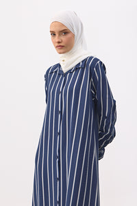 Gestreepte jurk met knopen