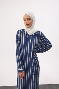 Gestreepte jurk met knopen