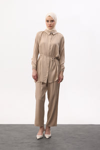 Satijnen twinset met blouse