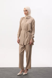 Satijnen twinset met blouse