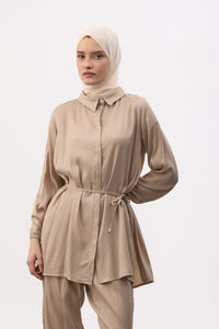Satijnen twinset met blouse