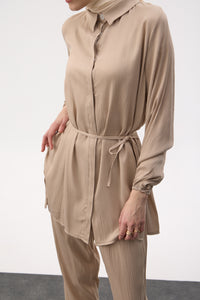 Satijnen twinset met blouse