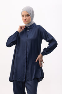Satijnen twinset met blouse