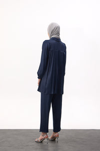Satijnen twinset met blouse