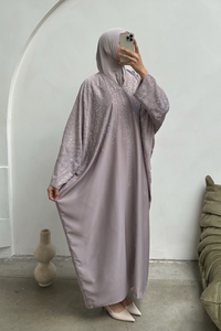 Satijnen dubai abaya jurk met steentjes