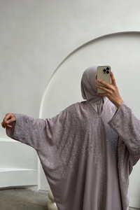Satijnen dubai abaya jurk met steentjes