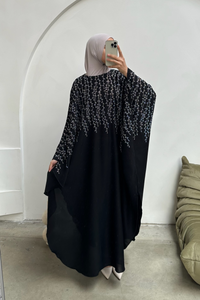 Satijnen dubai abaya jurk met steentjes