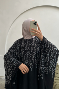 Satijnen dubai abaya jurk met steentjes