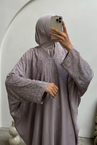 Satijnen dubai abaya jurk met steentjes